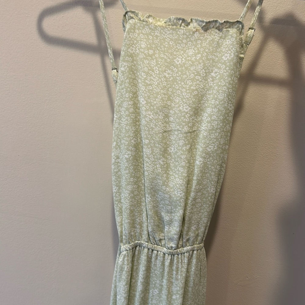Green Floral Halter Dress Backless